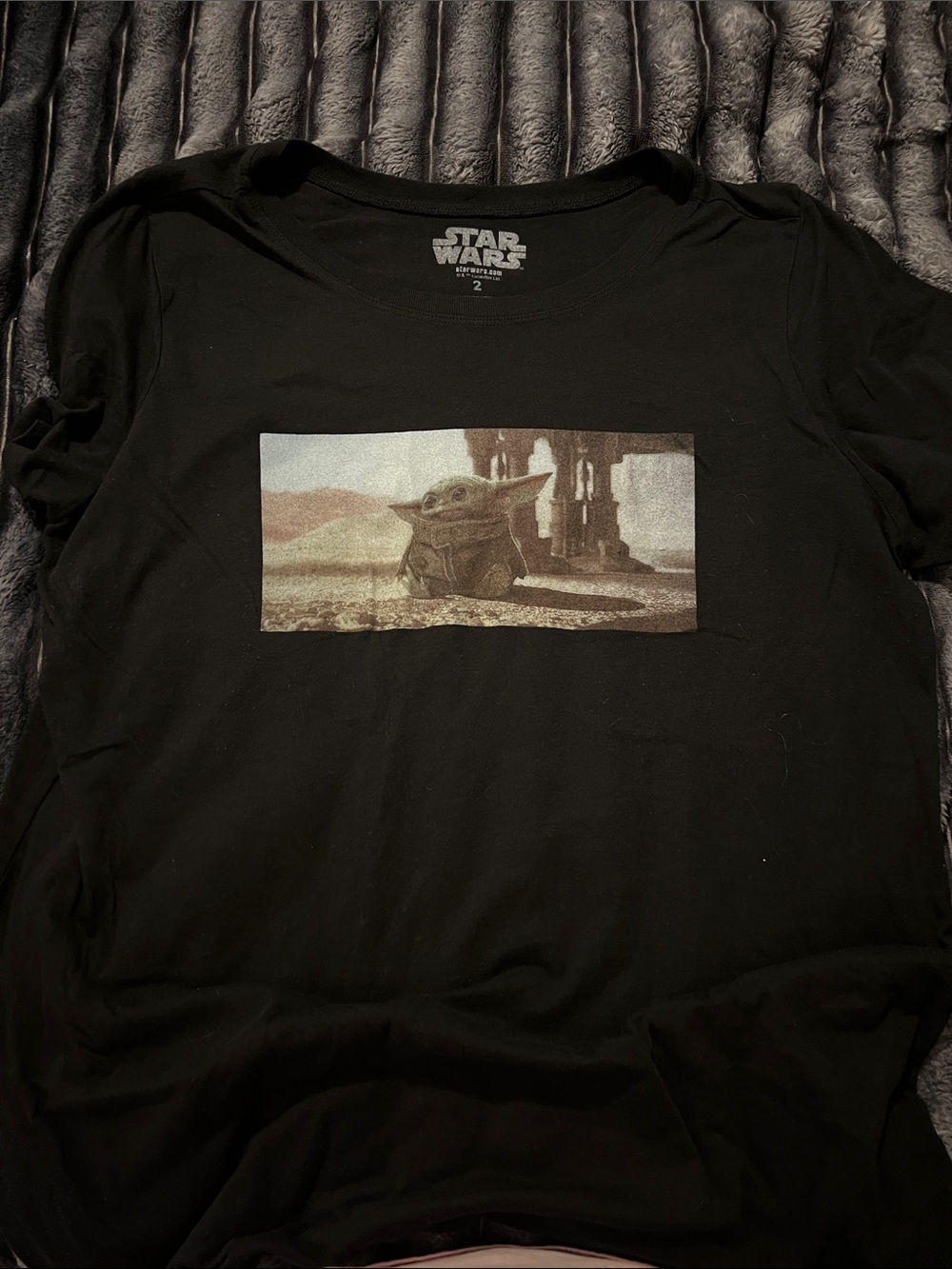 Star Wars Black Tee with Grogu Desert Scene Graphic